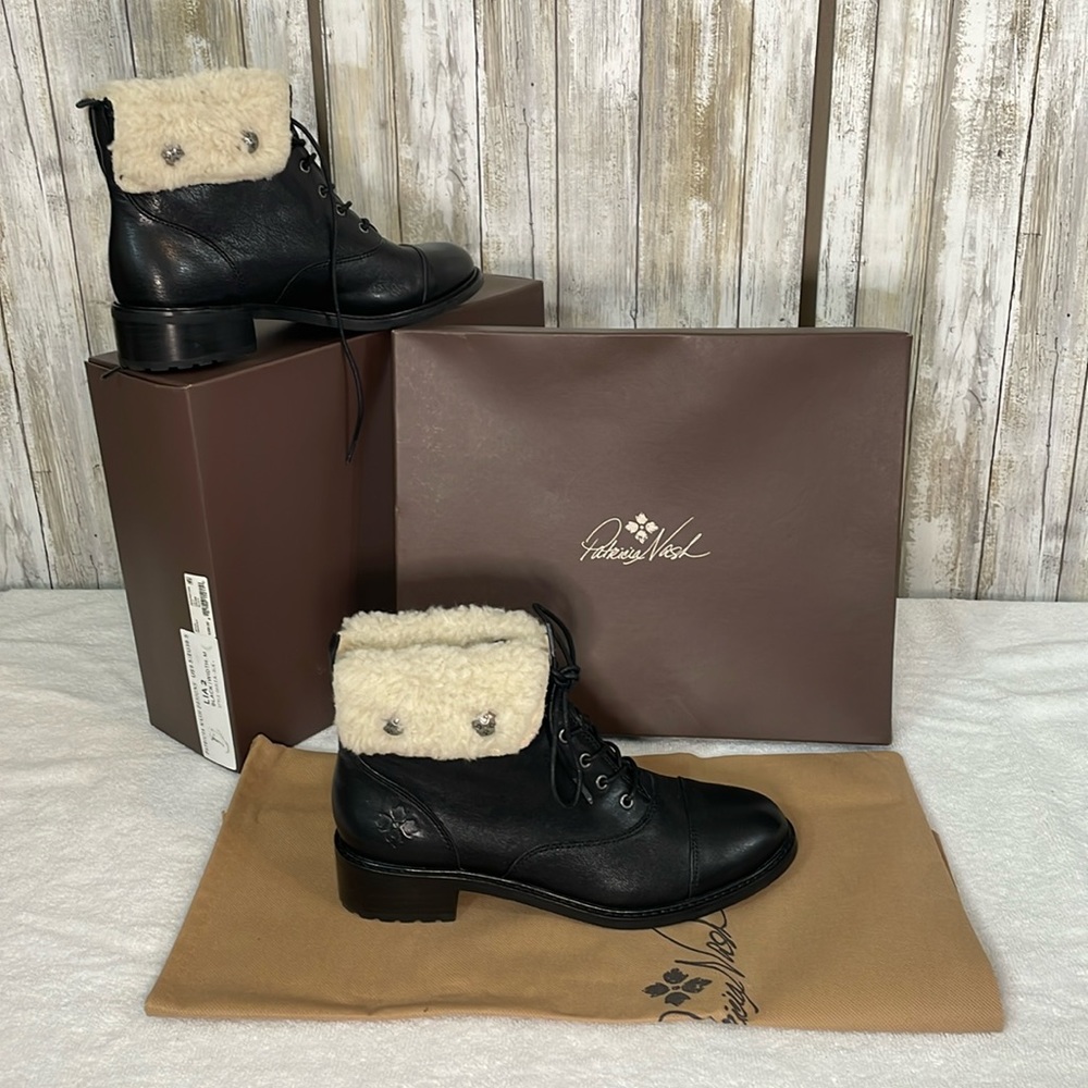 🔥Patricia Nash Womens 9.5M 🔥Lia 2 Cold Weather Faux Fur Fold-Over Black Boots